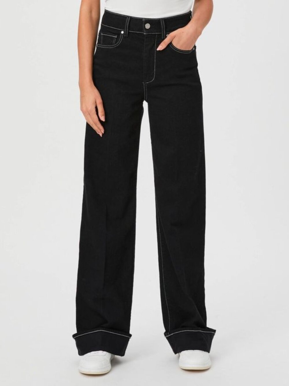 PAIGE Black Wide-Leg Jeans
